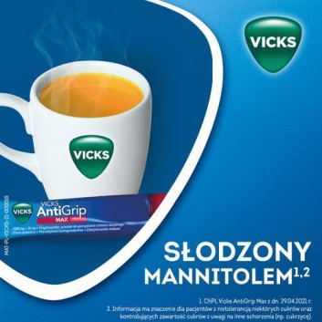 Vicks AntiGrip Max 1000 mg + 16 mg + 4 mg o aromacie pomarańczowym 10 saszetek