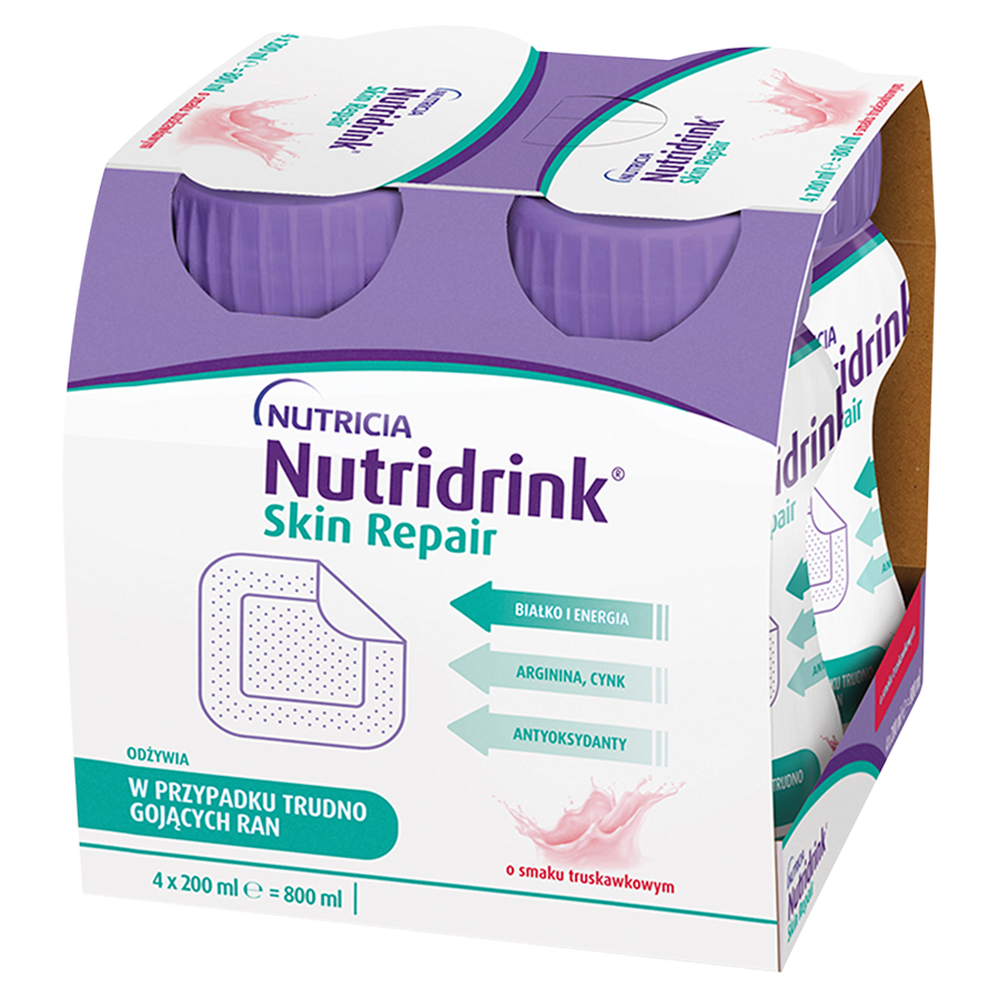 Nutridrink Skin Repair, napój o smaku truskawkowym, 4 x 200 ml zdjęcie