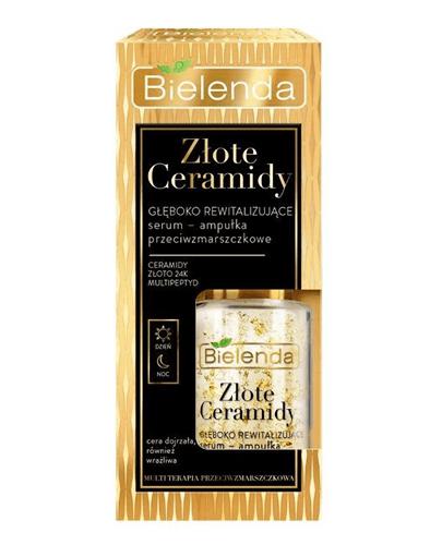 Bielenda Złote Ceramidy Głęboko Rewitalizujące Serum-Ampułka przeciwzmarszczkowe dzień/noc, 15 ml cena, opinie, skład zdjęcie