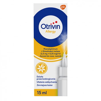 Otrivin Allergy, 2,5mg+0,25mg/ml, aerozol do nosa, 15 ml