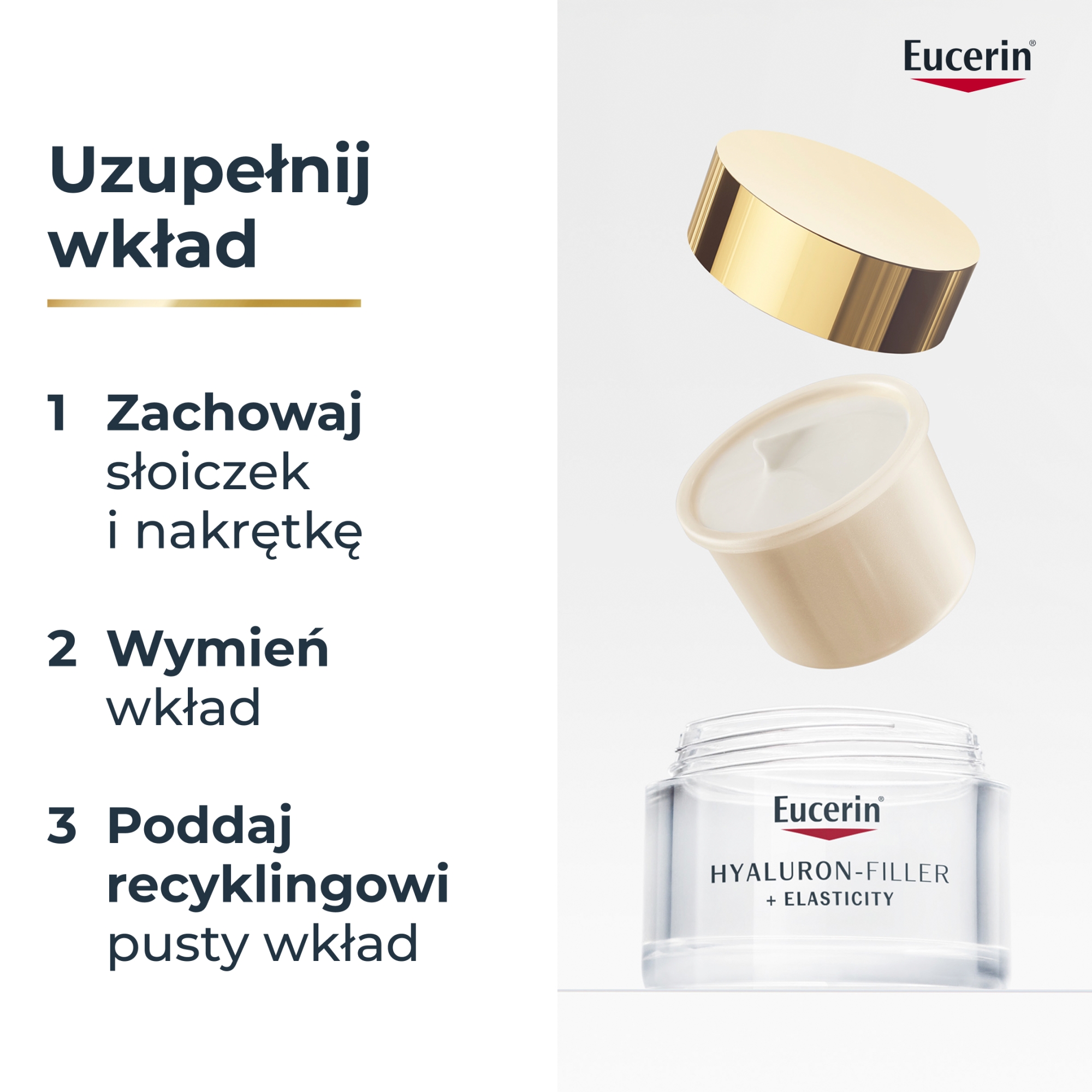 Eucerin Hyaluron-filler + elasticity krem na dzień SPF 30 do skóry dojrzałej przeciwzmarszczkowy, refill, 50 ml