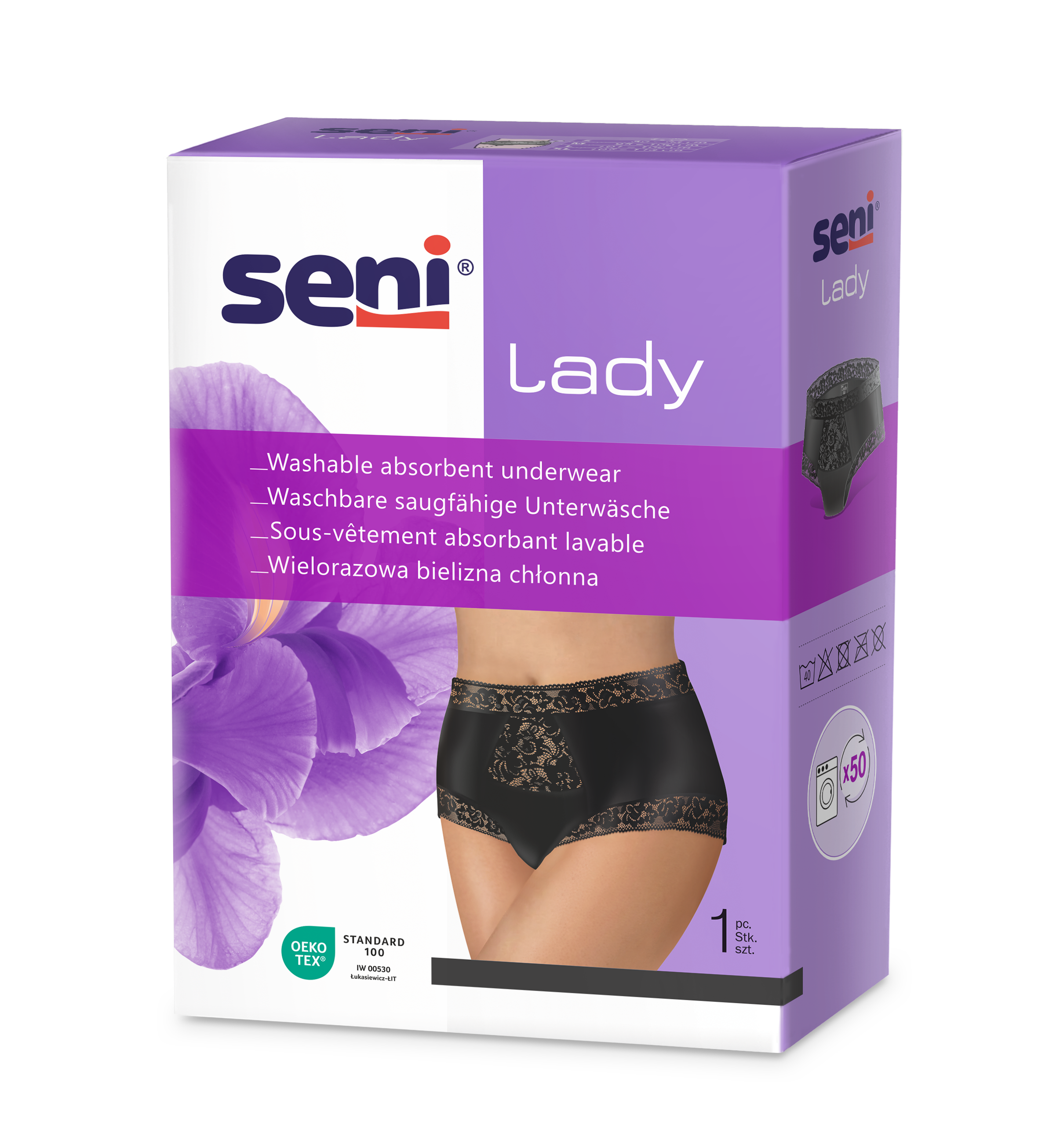 Seni Lady Wielorazowa bielizna chłonna, L, czarna, 1 sztuka zdjęcie