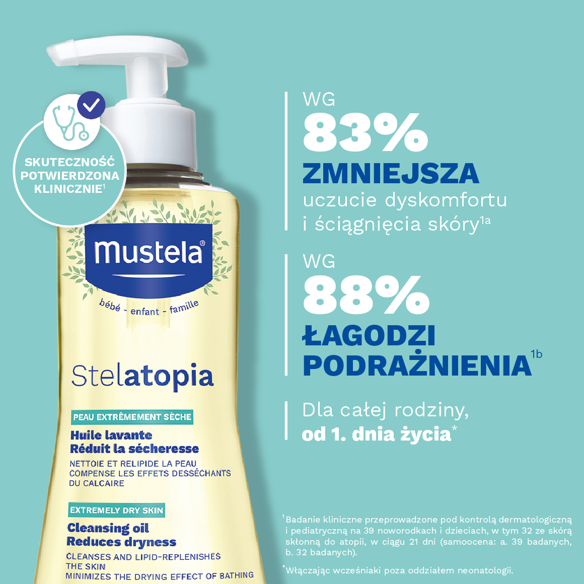 Mustela Stelatopia, olejek myjący skóra skłonna do atopii, 500 ml