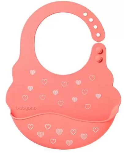 Babyono silikonowy śliniak z regulowanym zapięciem różowy 1 sztuka [829/04] zdjęcie