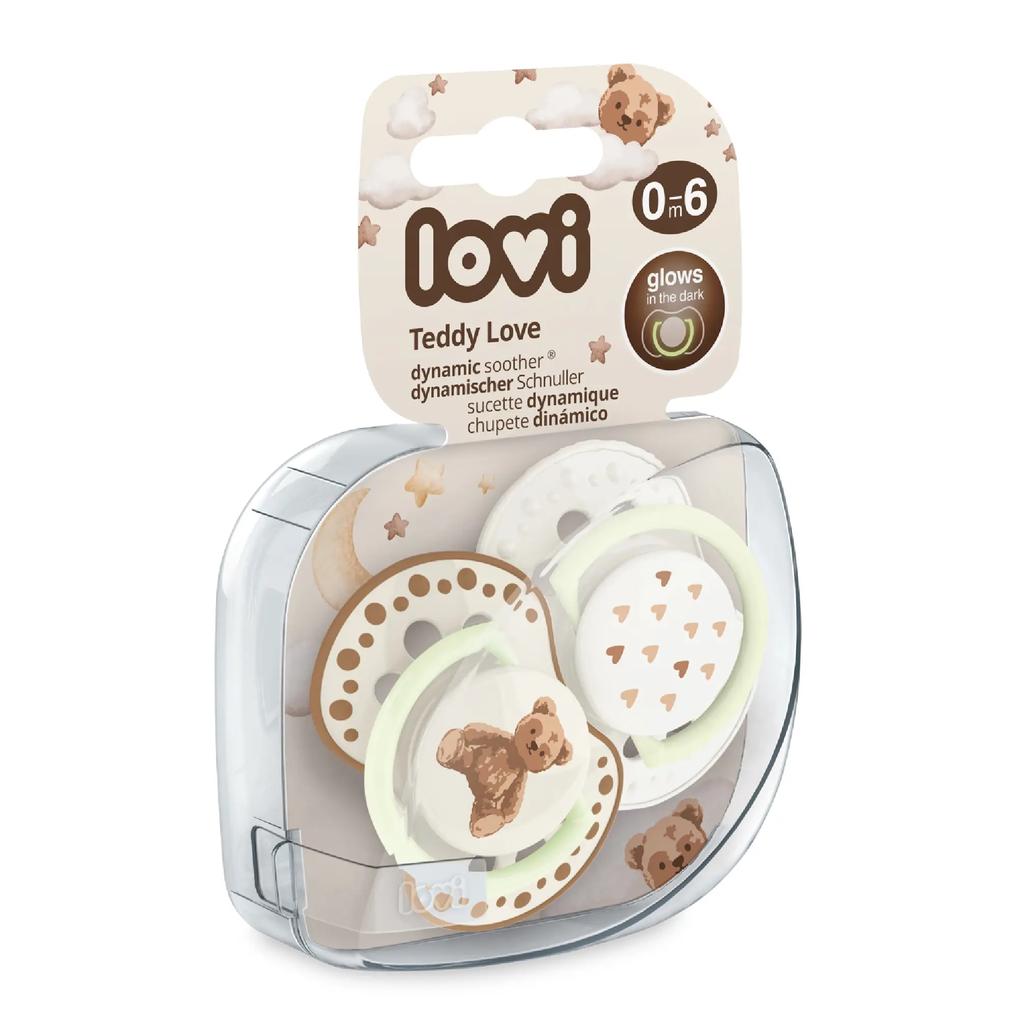 Lovi, Smoczek silikonowy dynamiczny LOVI 0-6m Teddy Love 22/935, 2 sztuki zdjęcie