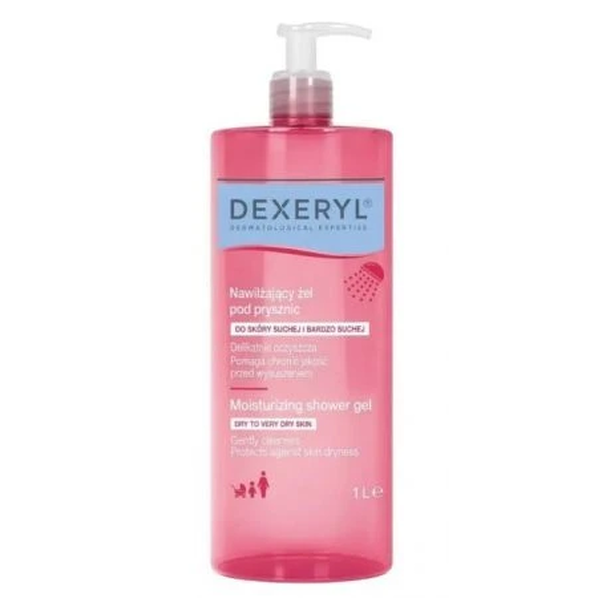 Dexeryl Nawilżający żel pod prysznic 2w1  skóry suchej, 1000 ml