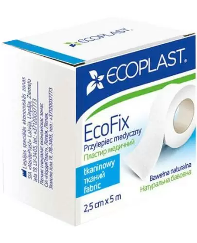 EcoPlast EcoFix przylepiec medyczny tkaninowy 2,5 cm x 5 m 1 sztuka zdjęcie