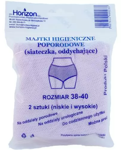 Horizon majtki siatkowe higieniczne poporodowe rozmiar 38-40 2 sztuki zdjęcie