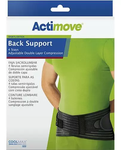 Actimove Sport Edition Back Support 4 stays Orteza lędźwiowo-krzyżowa 4 stalowymi unieruchomieniami i pasami dociągowymi rozmiar XL 1 sztuka [7554123] zdjęcie