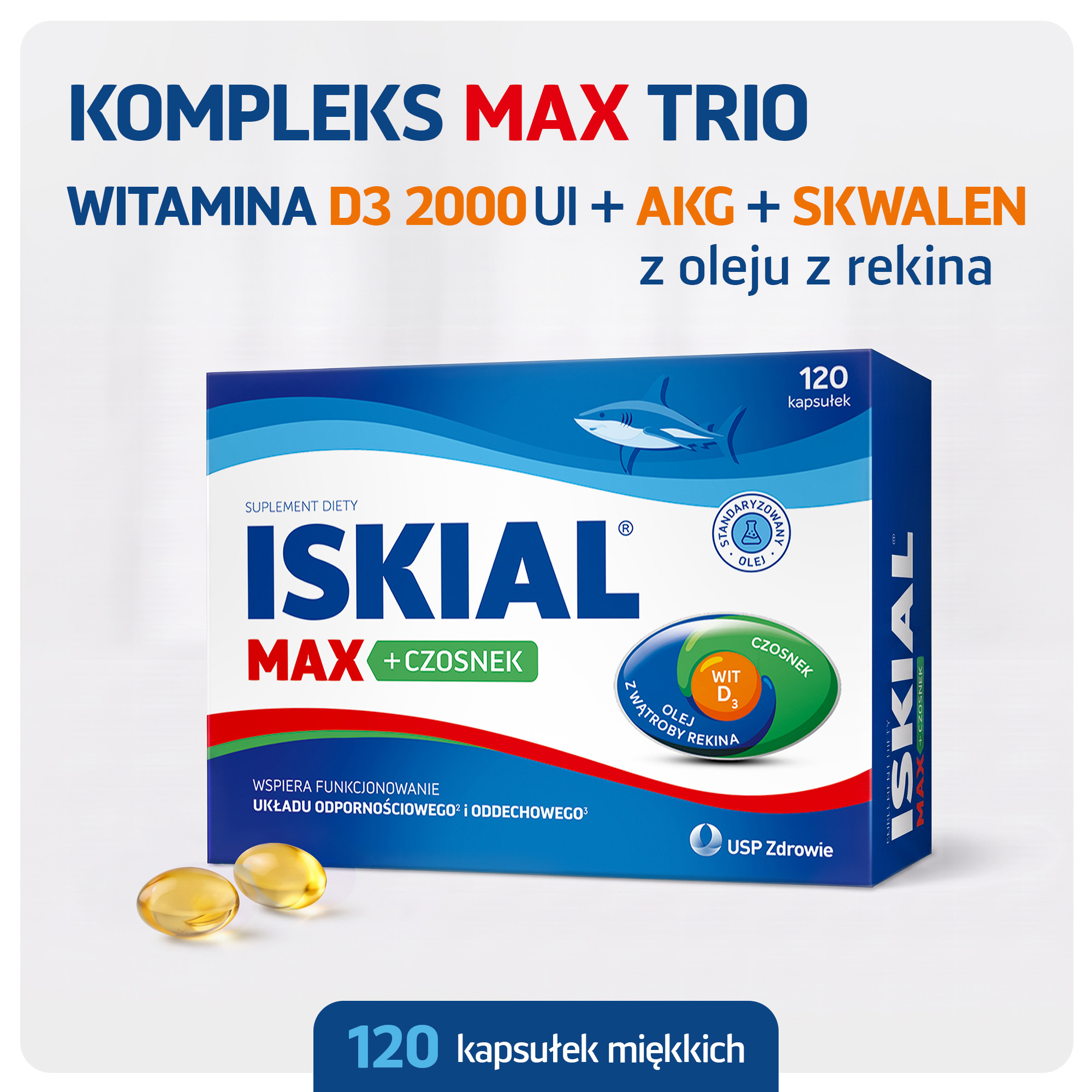 Iskial Immuno Max + Czosnek, 2 x 120 kapsułek