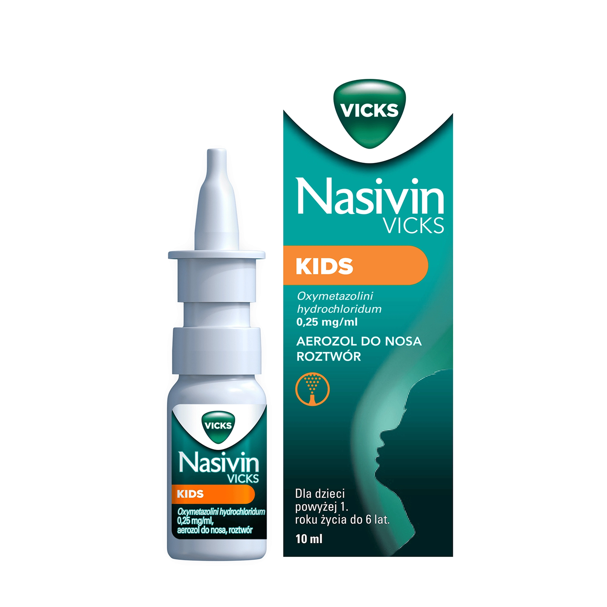 Nasivin Kids, 0,25 mg/ml, aerozol do nosa, 10 ml zdjęcie