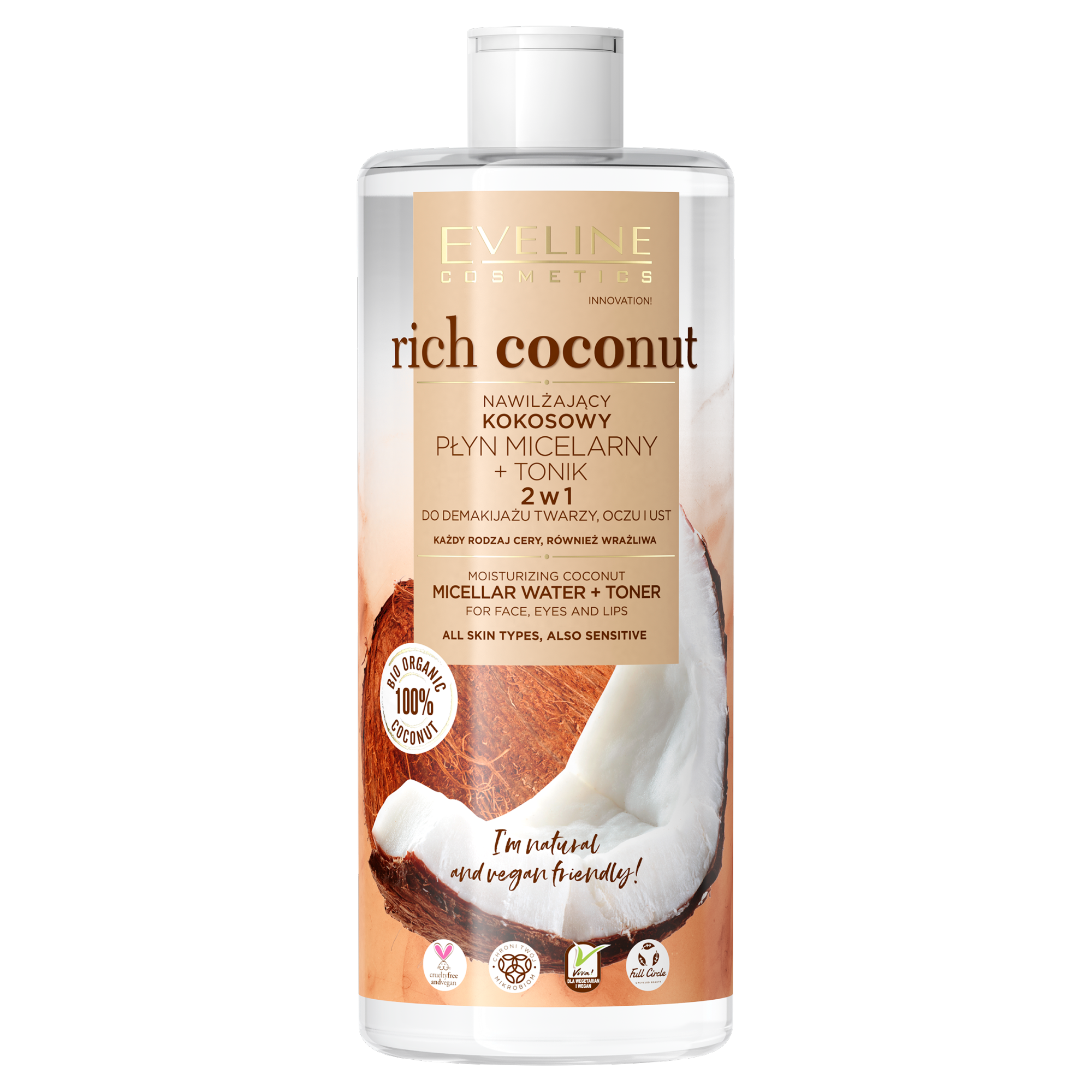 Eveline Rich Coconut nawilżający kokosowy płyn micelarny i tonik 500 ml zdjęcie