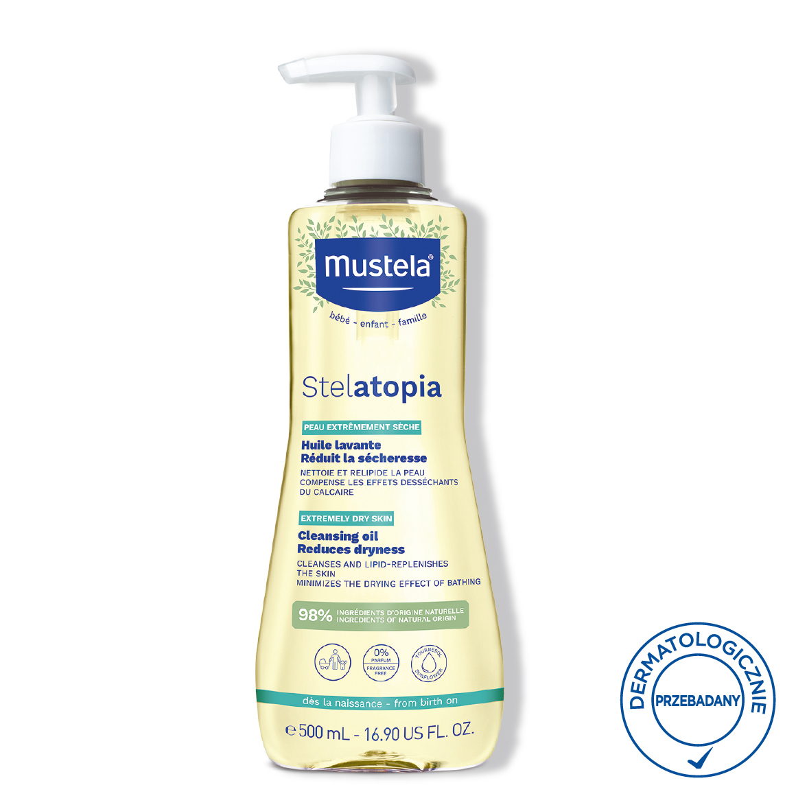 Mustela Stelatopia, olejek myjący skóra skłonna do atopii, 500 ml