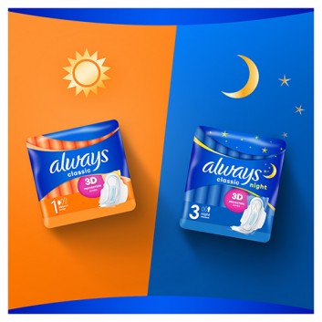 ALWAYS CLASSIC Podpaski ze skrzydełkami Night, 8 sztuk