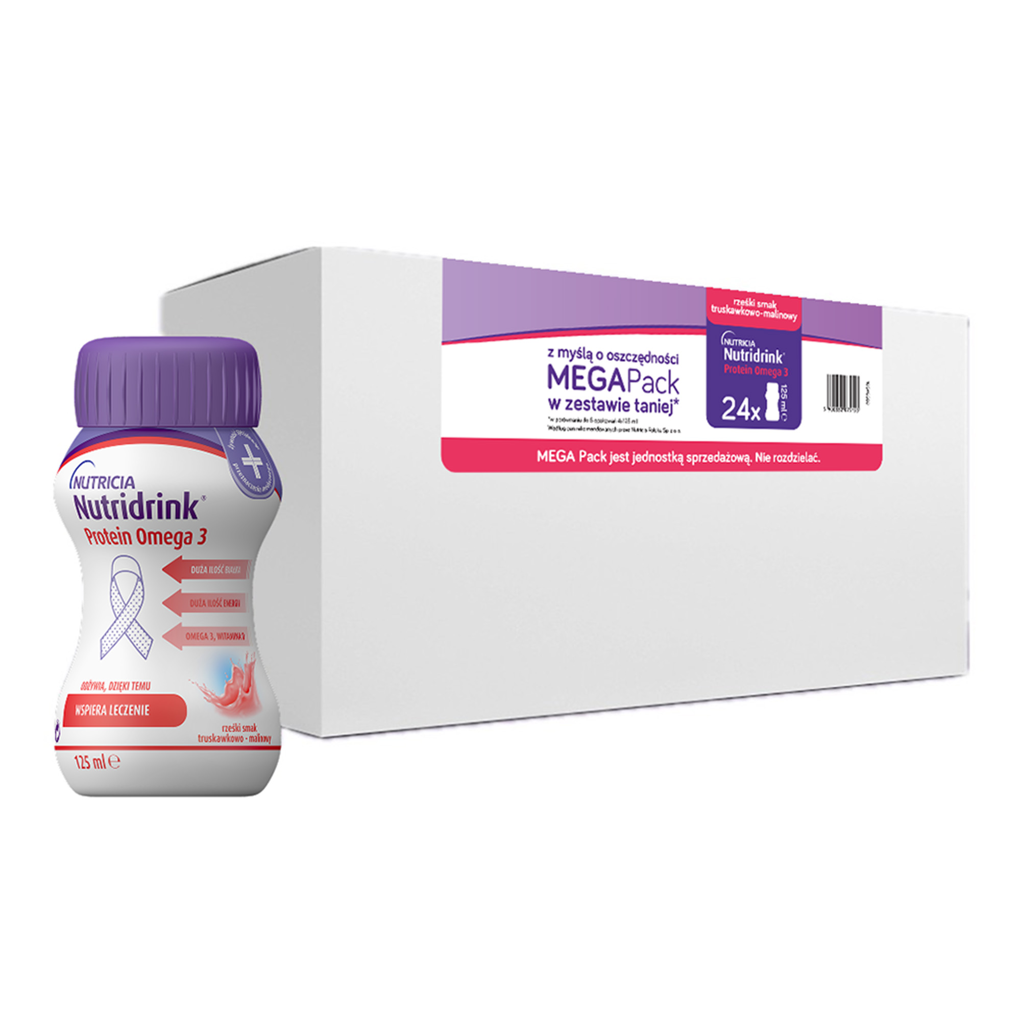 Nutridrink Protein Omega 3 o smaku truskawkowo-malinowym, 24 x 125 ml zdjęcie