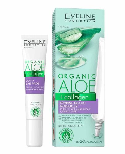Eveline Organic Aloe + Collagen Płynne Płatki pod oczy redukujące zmarszczki i kurze łapki 4 w 1, 20 ml, cena, opinie, właściwości zdjęcie