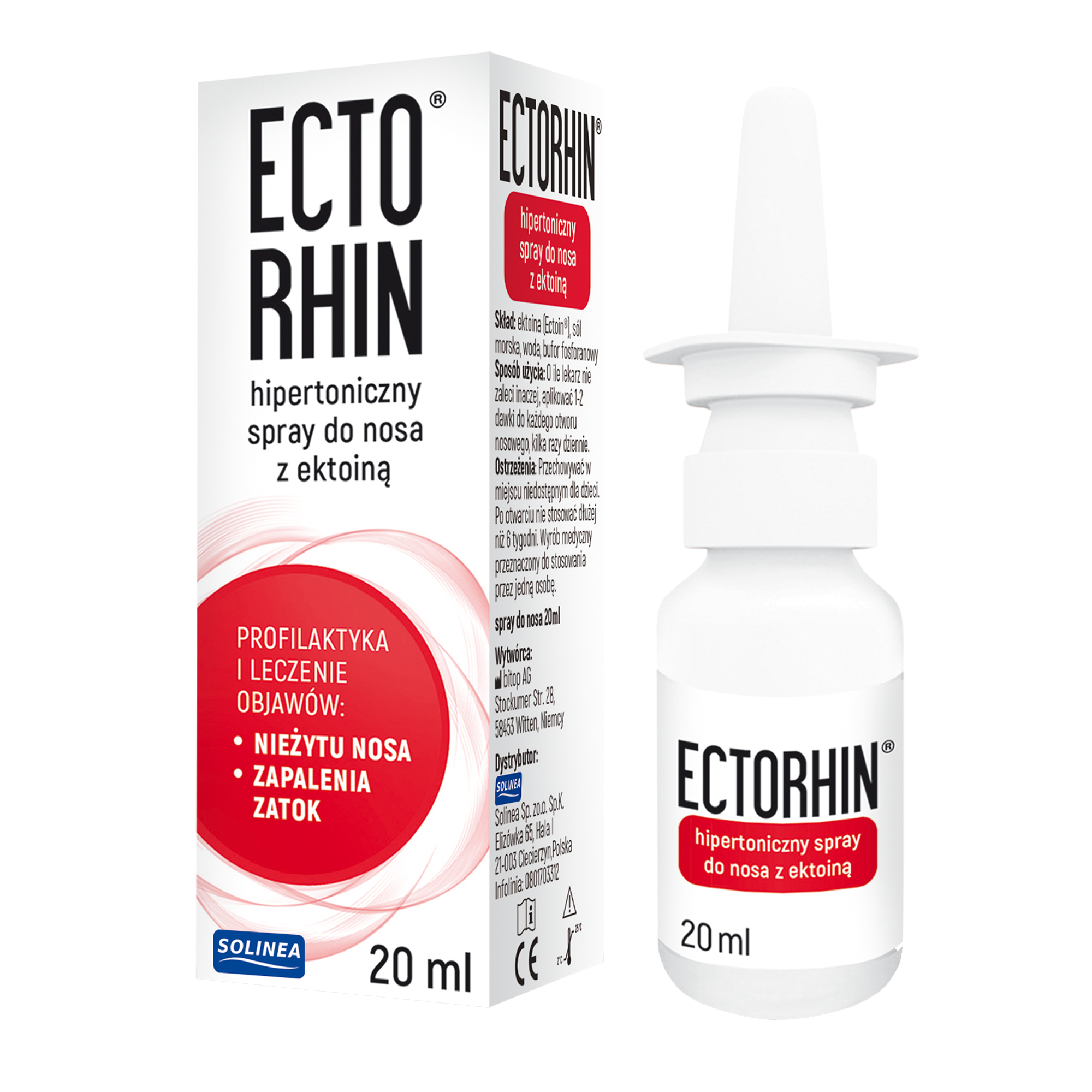 ECTORHIN Hipertoniczny spray do nosa z ektoiną na niedrożny i podrażniony nos, 20 ml zdjęcie