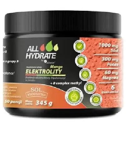 Aliness AllHydrate, Elektrolity mango + B complex methyl, 345 g zdjęcie