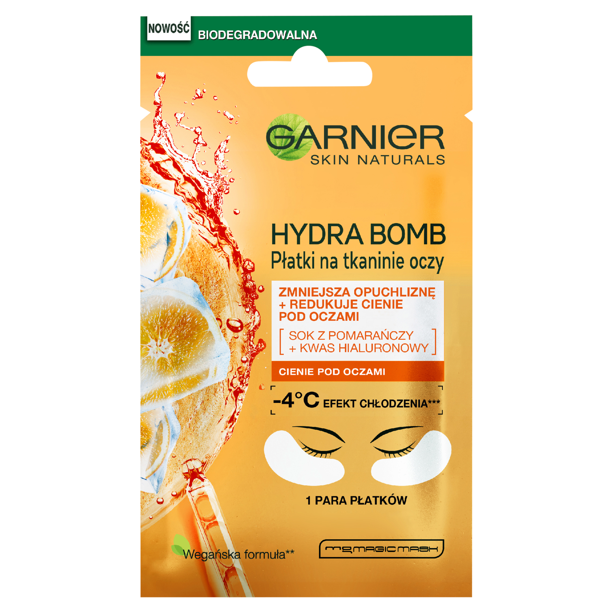 GARNIER SKIN NATURALS Energetyzujące płatki pod oczy - 2 szt. - nawilżenie i odświeżenie - cena, właściwości, opinie  zdjęcie