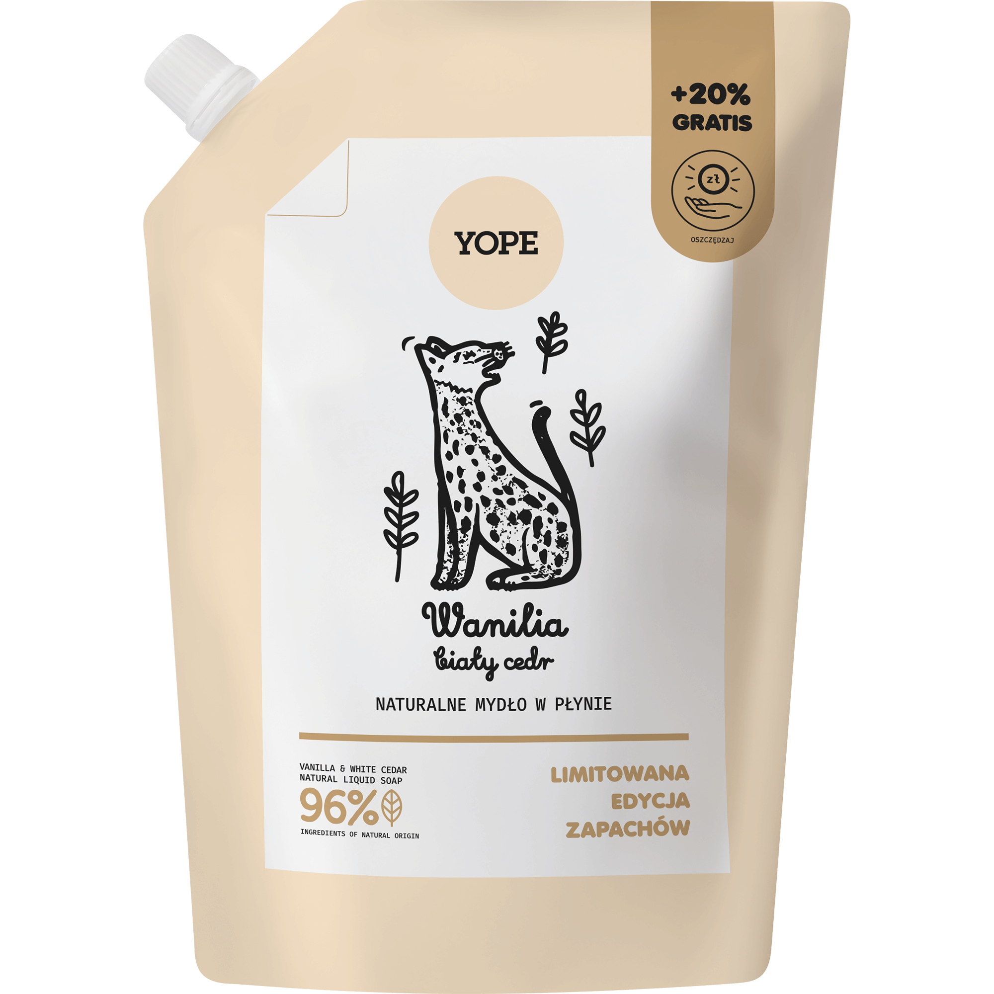 Yope Refill, mydło w płynie, Wanilia Biały Cedr, 600 ml zdjęcie