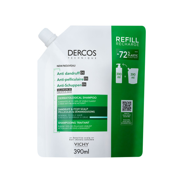 Vichy Dercos, szampon przeciwłupieżowy włosy normalne i przetłuszczające się, uzupełnienie (Refill), 390 ml zdjęcie