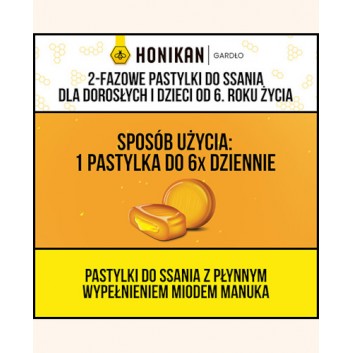Honikan Gardło Pastylki do ssania smak cytrynowy dwufazowe, 16 sztuk