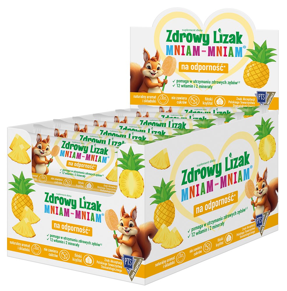 Zdrowy lizak Mniam-Mniam o smaku ananasa (łezka) 40 sztuk zdjęcie