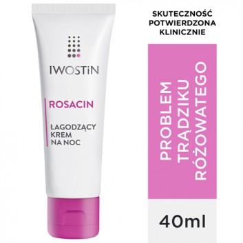 Iwostin Rosacin, krem na noc zmniejszający rumień w trądziku różowatym, 40 ml