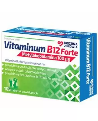 Rodzina Zdrowia Vitaminum B12 Forte Metylokobalamina 100 μg 105 tabletek zdjęcie