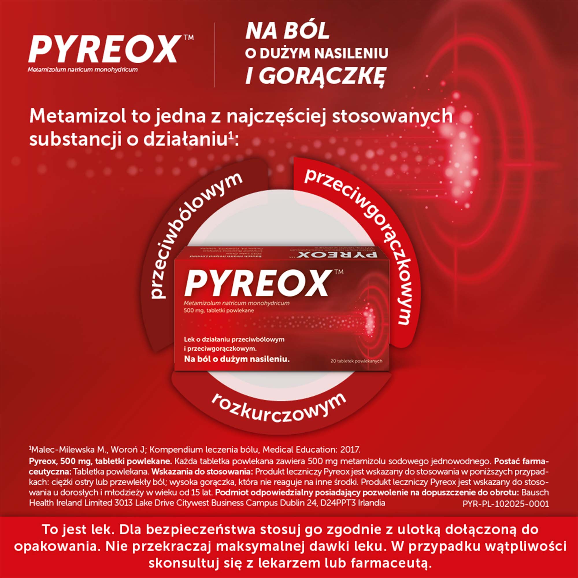 Pyreox, 500 mg, 20 tabletek powlekanych