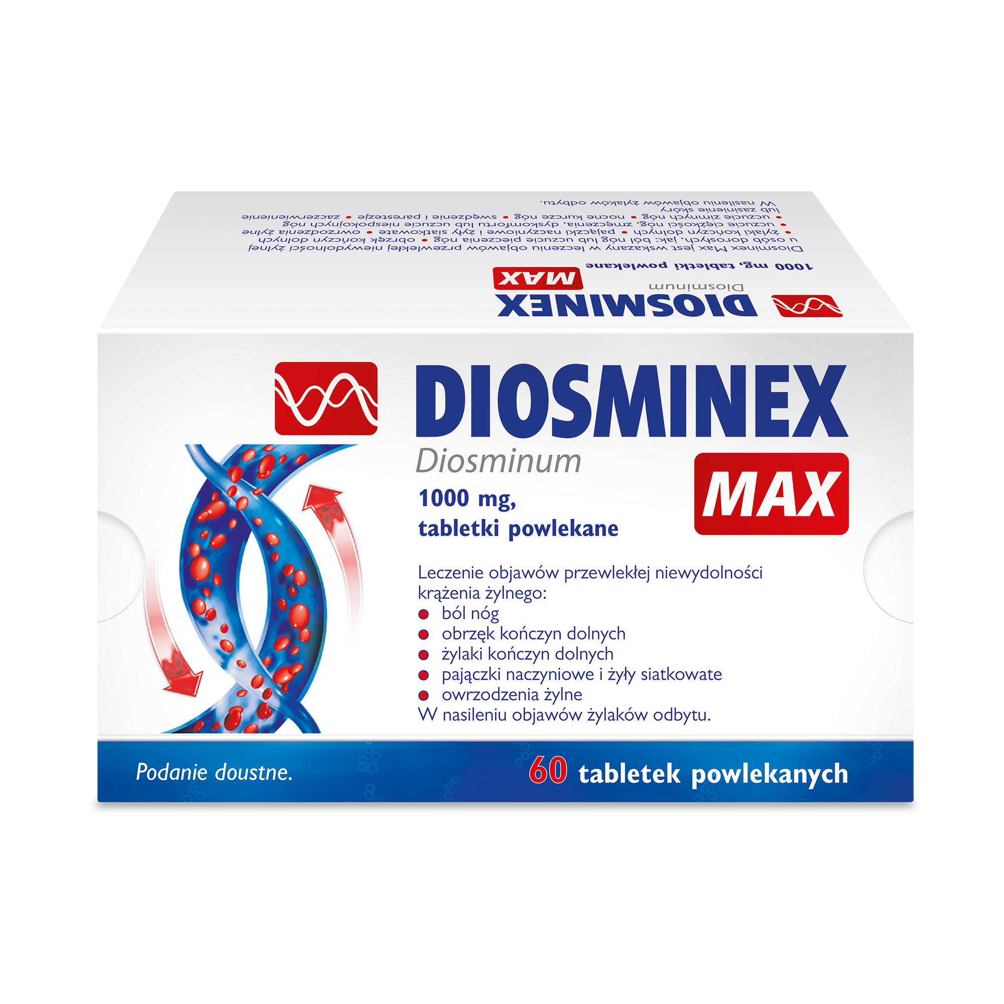 Diosminex Max, 1000 mg, tabletki powlekane, 60 sztuk zdjęcie