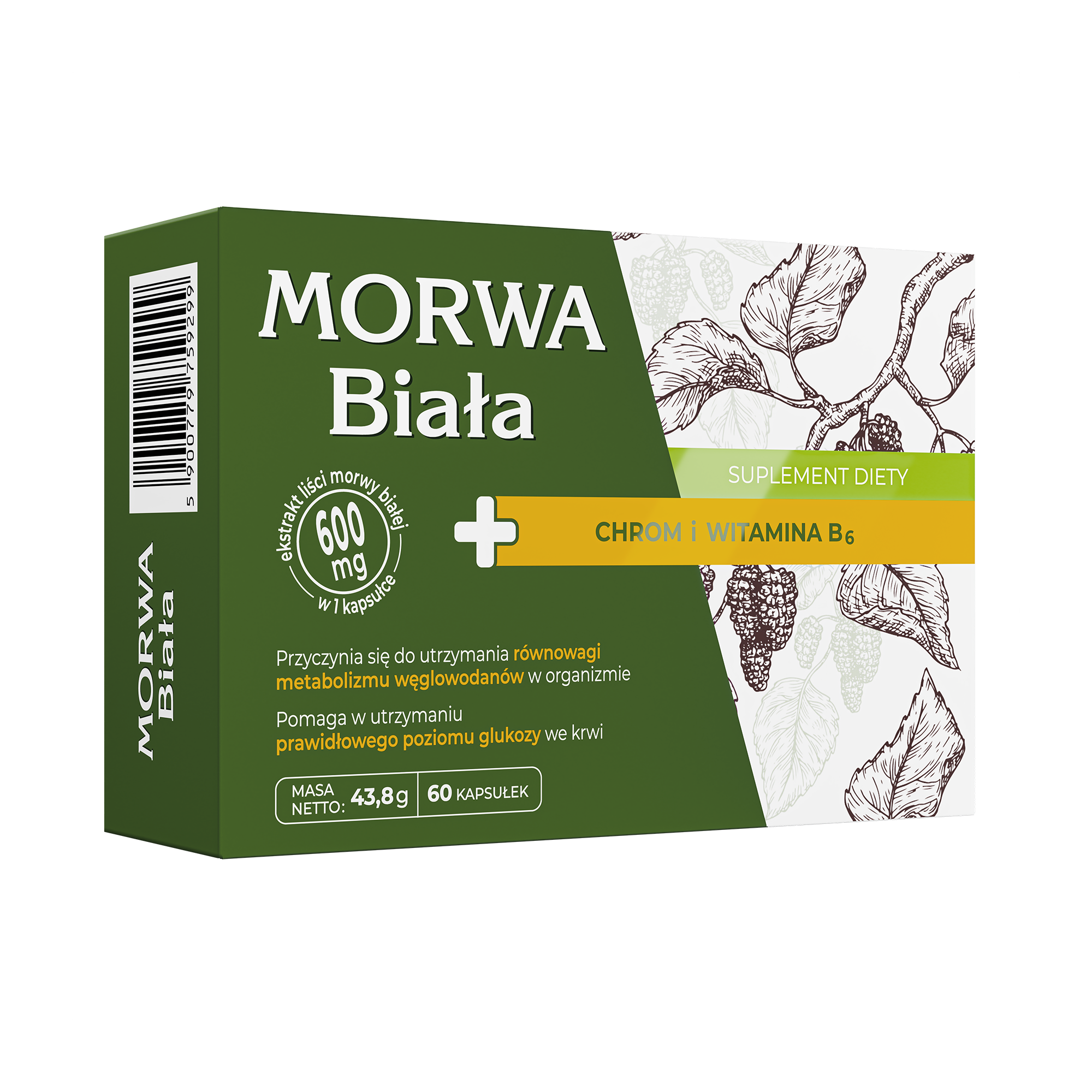Morwa biała + chrom i witamina B6, kapsułki, 60 sztuk