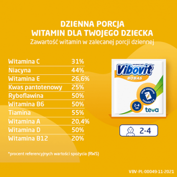 Vibovit Bobas, proszek o smaku waniliowym, 44 saszetek