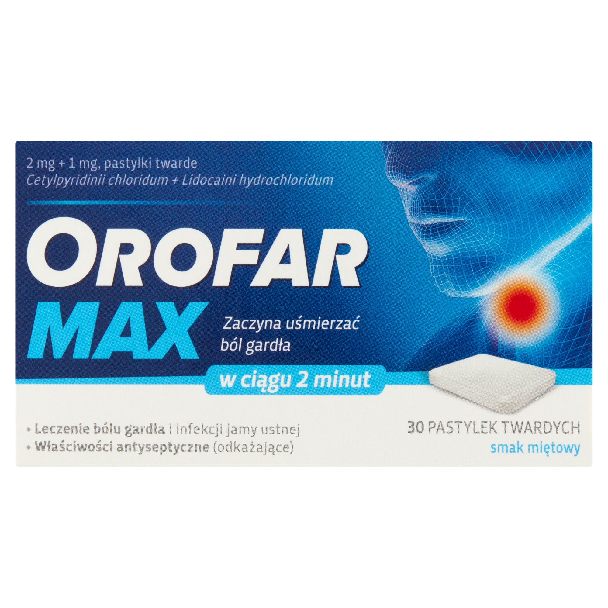 Orofar MAX, 2 mg+1 mg, pastylki twarde, 30 sztuk zdjęcie