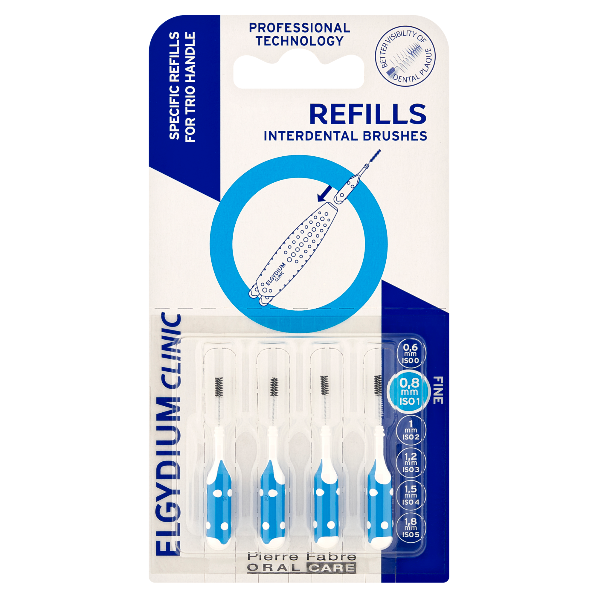 Elgydium Clinic Refill Niebieska (ISO 1), wkład do szczoteczki międzyzębowej, 4 sztuki zdjęcie