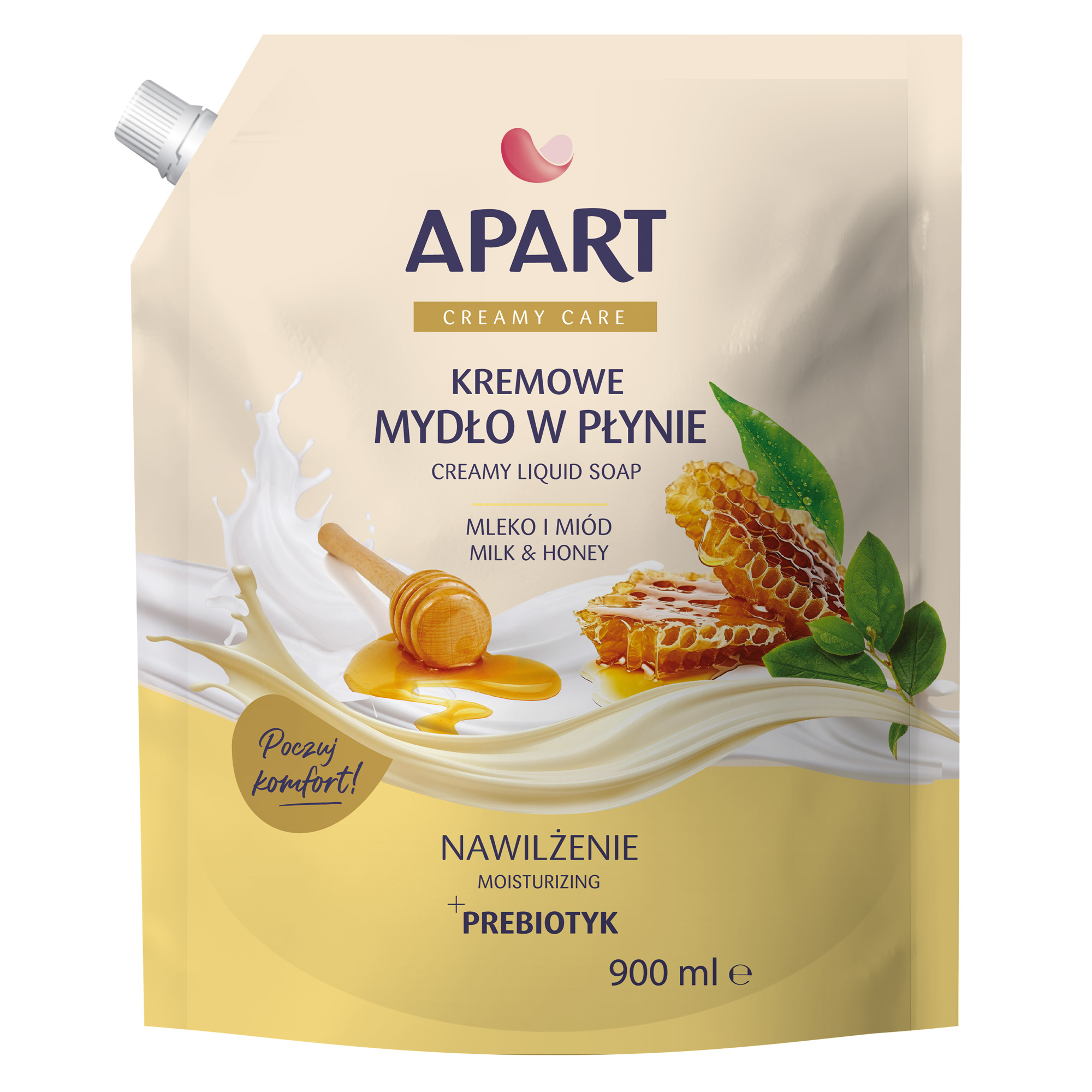 Apart Kremowe mydło w płynie mleko i miód refil, 900 ml zdjęcie