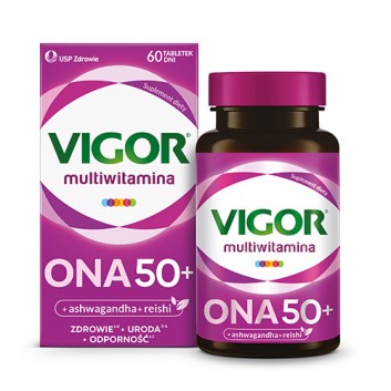 Vigor multiwitamina ONA 50+ zestaw witamin i minerałów z ashwagandhą i reishi, tabletki, 60 sztuk