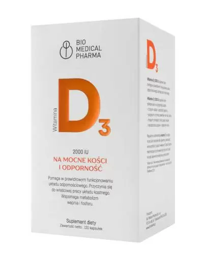 Witamina D 2000 IU 120 kapsułek Bio Medical Pharma zdjęcie