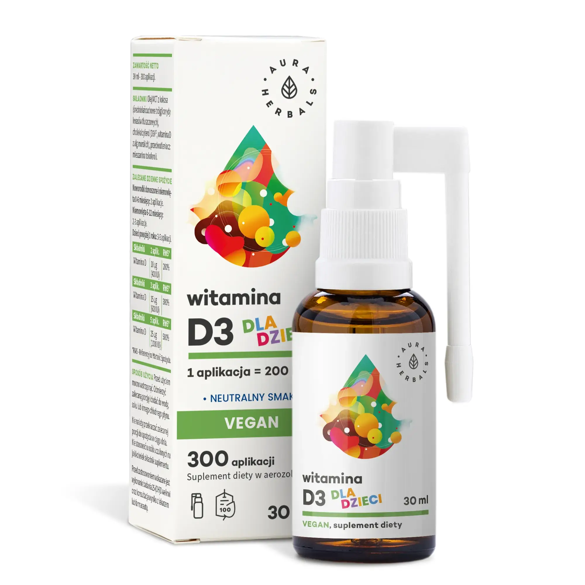 Aura Herbals Witamina D3 Vegan dla dzieci aerozol, 30 ml zdjęcie