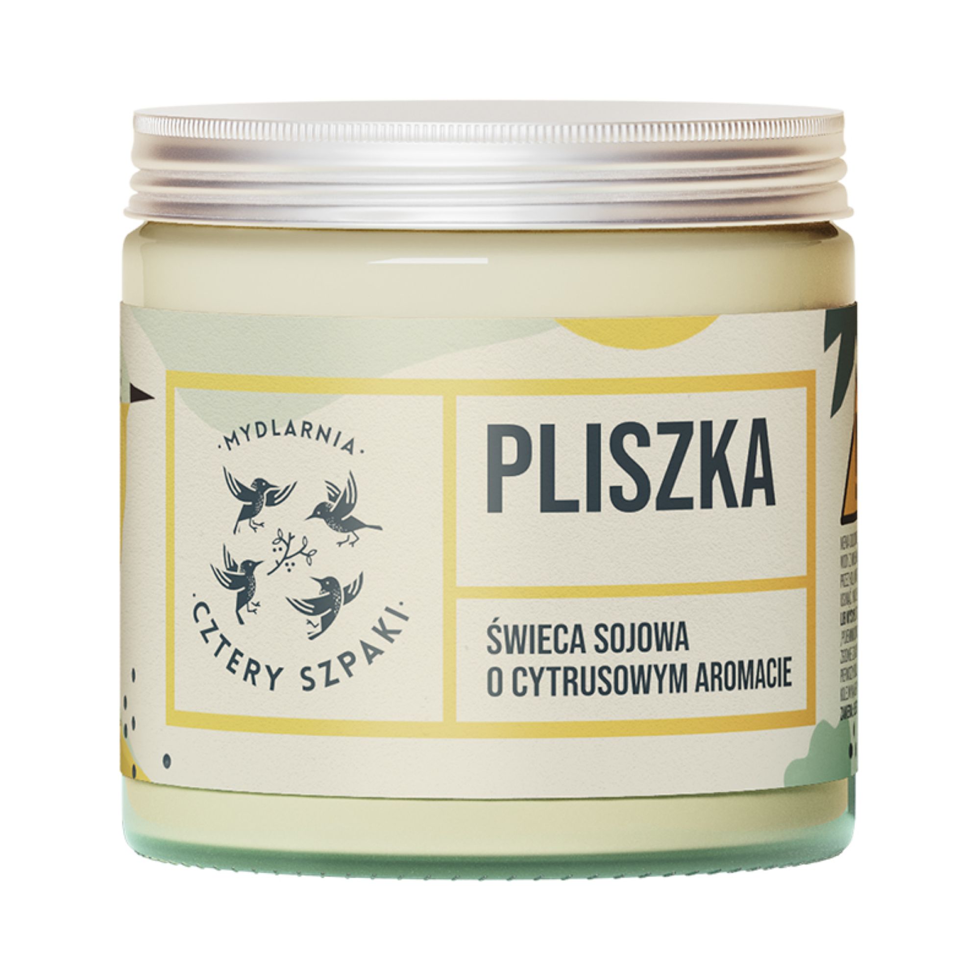 Mydlarnia Cztery Szpaki Pliszka Świeca sojowa o cytrusowym aromacie, 1 sztuka zdjęcie