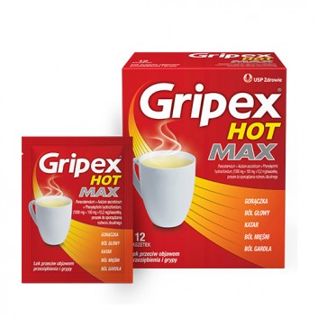 Gripex Hot Max 1000 mg + 100 mg + 12,2 mg 12 saszetek