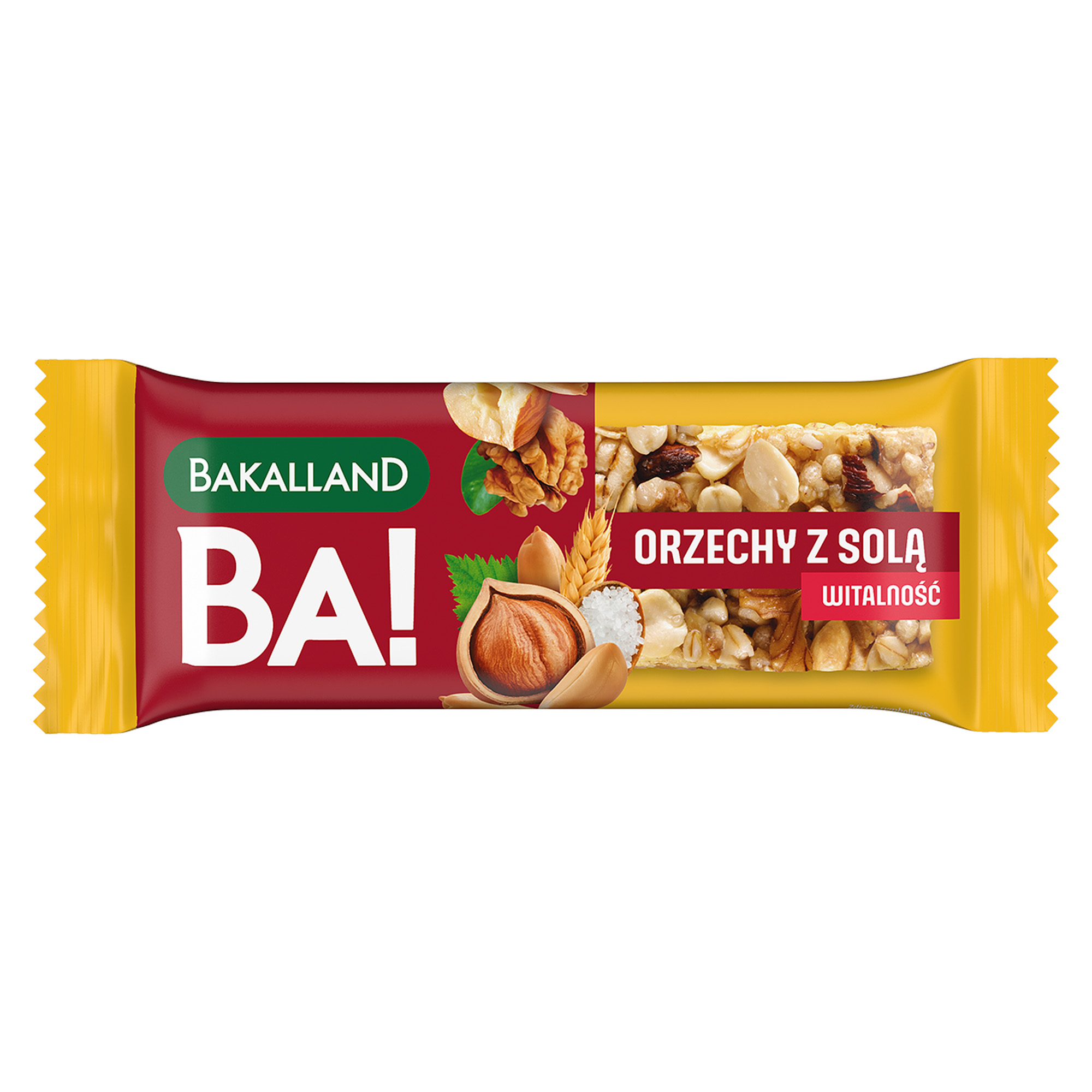 Bakalland BA! Baton Zbożowy Orzechy z solą Witalność, 35 g zdjęcie