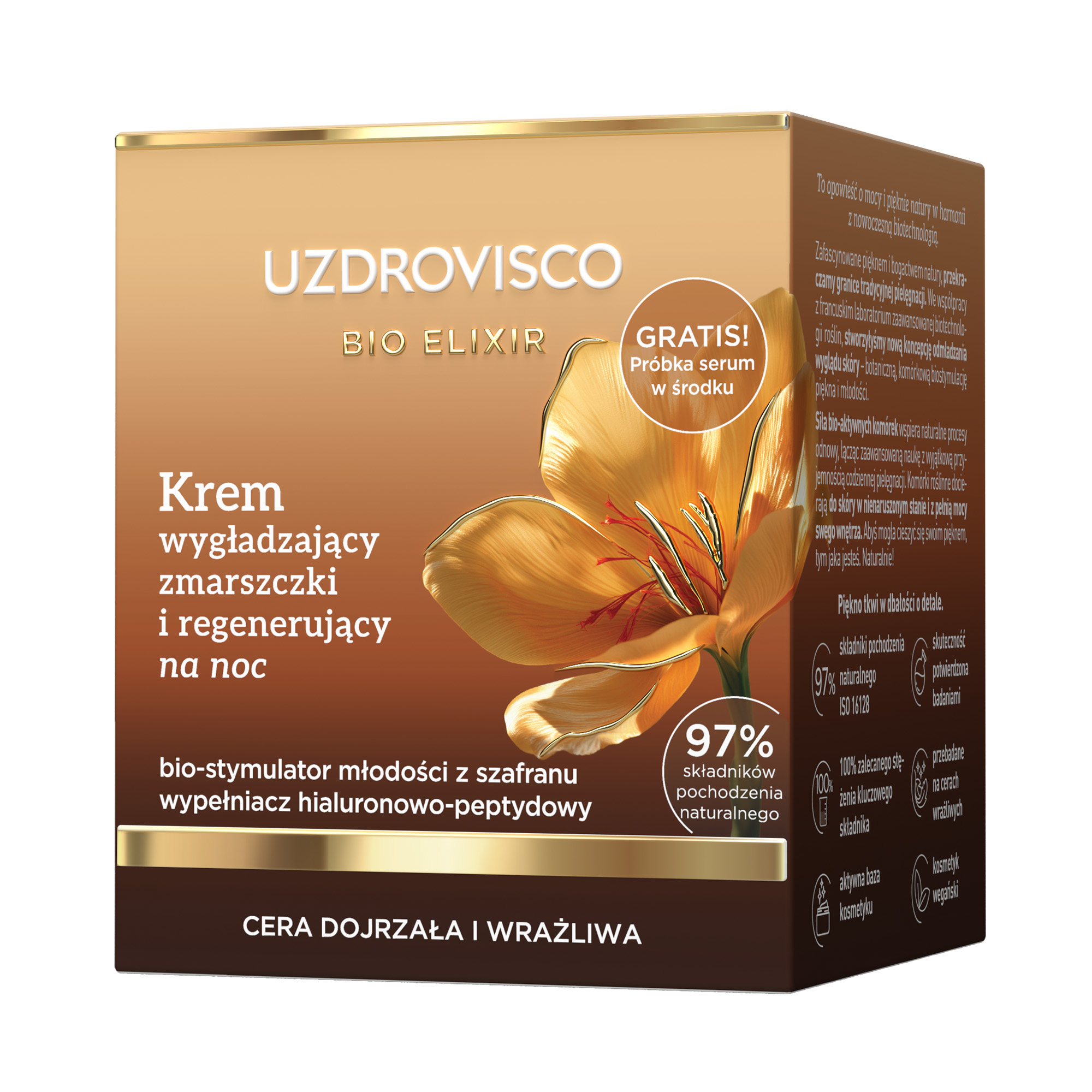 Uzdrovisco Bio Elixir Krem wygładzający zmarszczki i regenerujący na noc, 50 ml