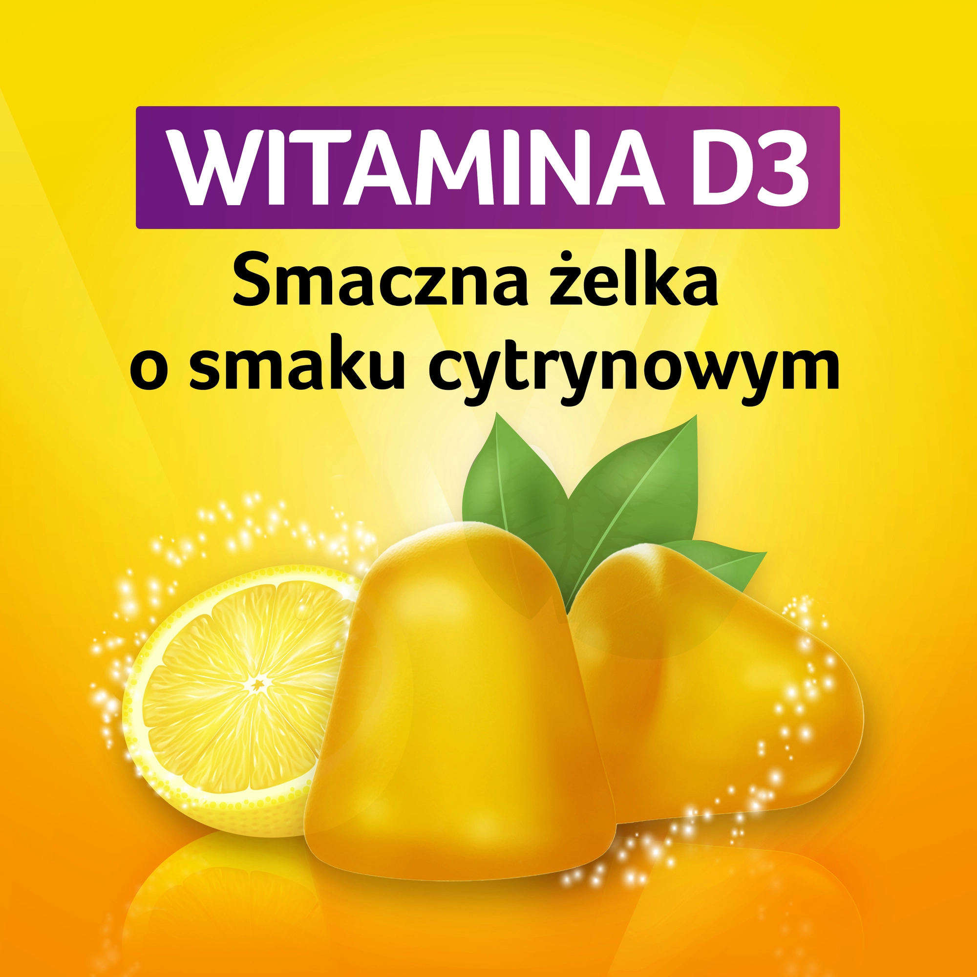 Vigantoletten Max, Witamina D3 2000 j.m., żelki o smaku cytrynowym, 60 sztuk