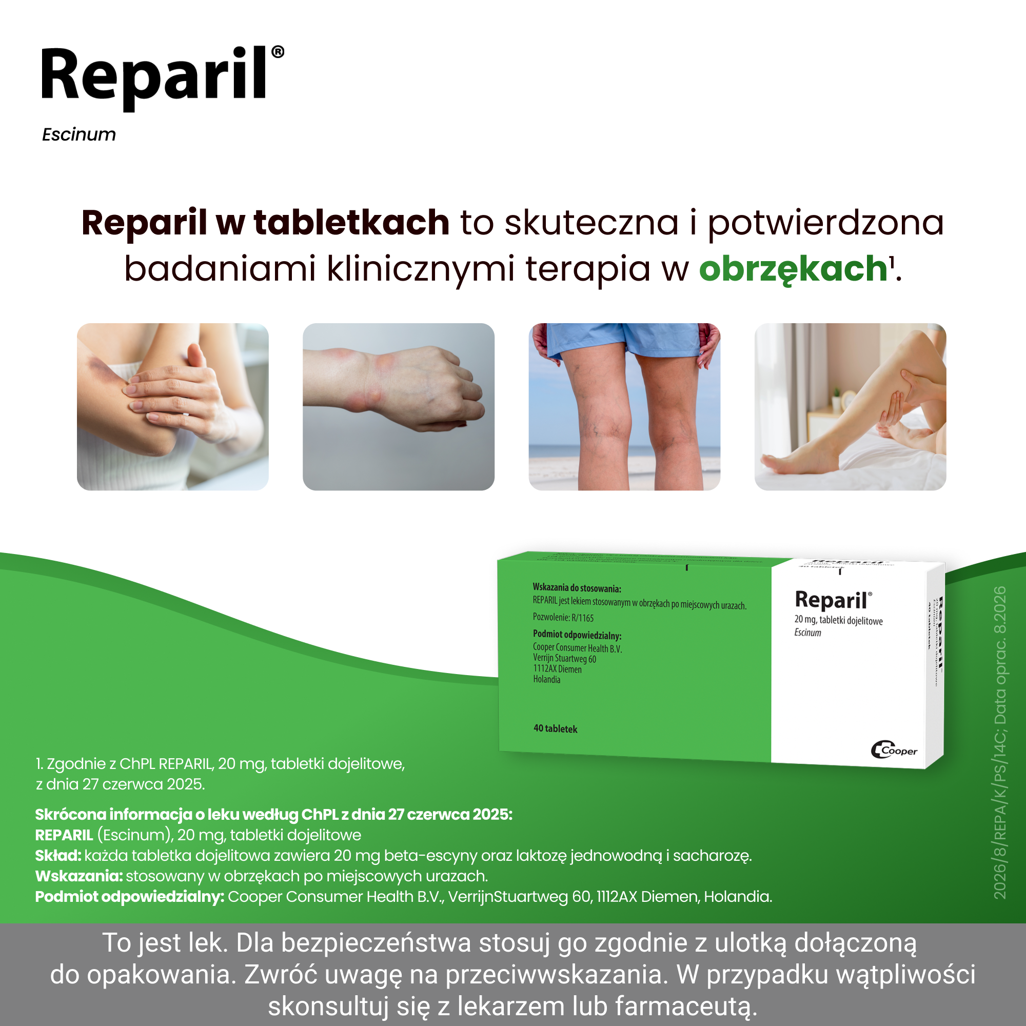 Reparil na obrzęki po miejscowych urazach 40 tabletek