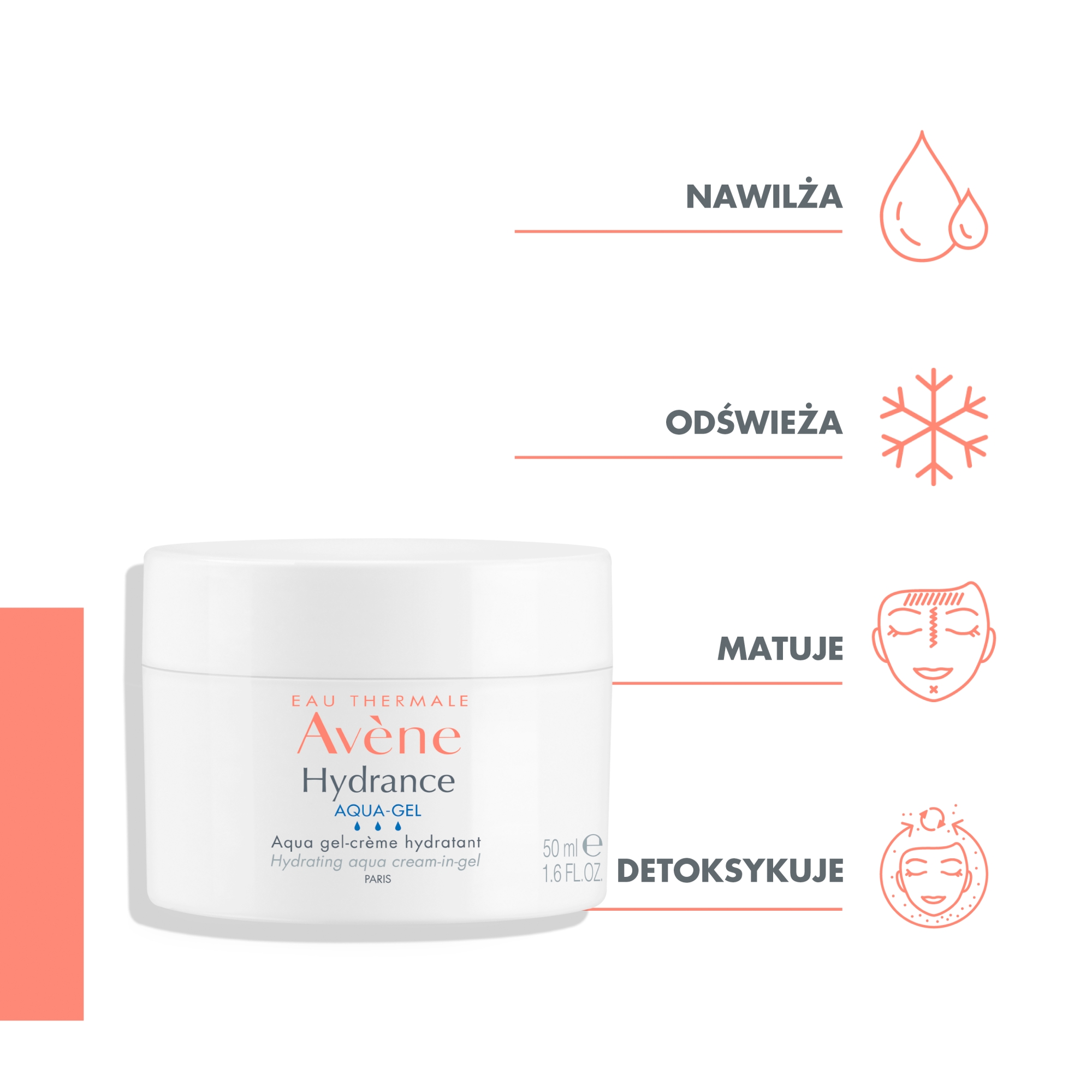 Avene Hydrance Aqua-Gel, nawilżający Krem-Żel, 50 ml