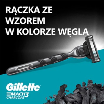 Gillette Mach3 Charcoal Maszynka do golenia dla mężczyzn, 1 sztuka, 2 ostrza wymienne