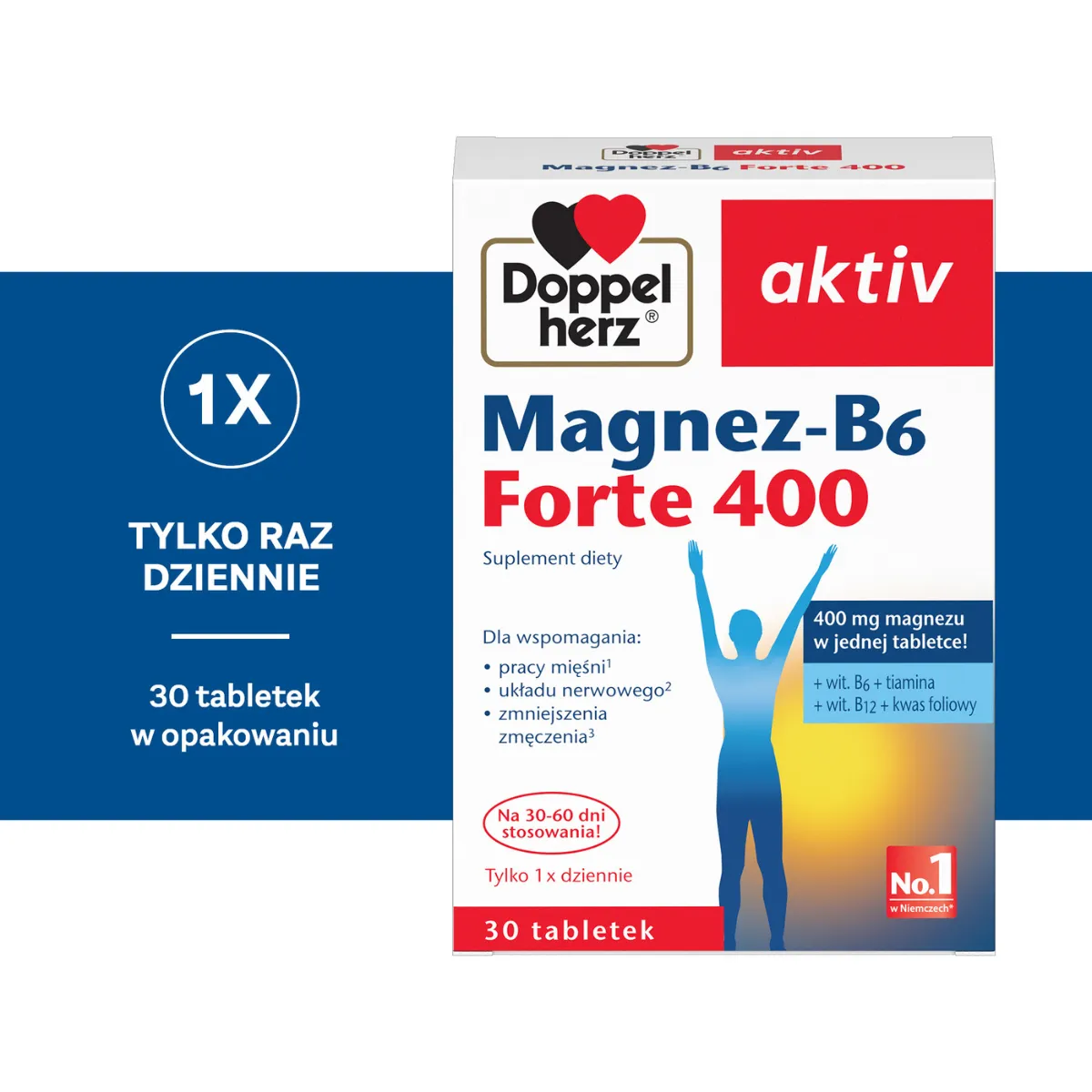Doppelherz aktiv, Magnez-B6 Forte 400, tabletki, 30 sztuk