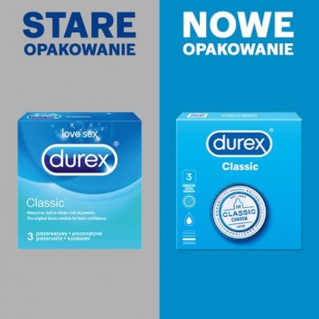 Durex Classic, prezerwatywy klasyczne gładkie, 3 sztuki