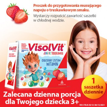 Visolvit Junior Truskawka proszek o smaku truskawkowym 30 saszetek